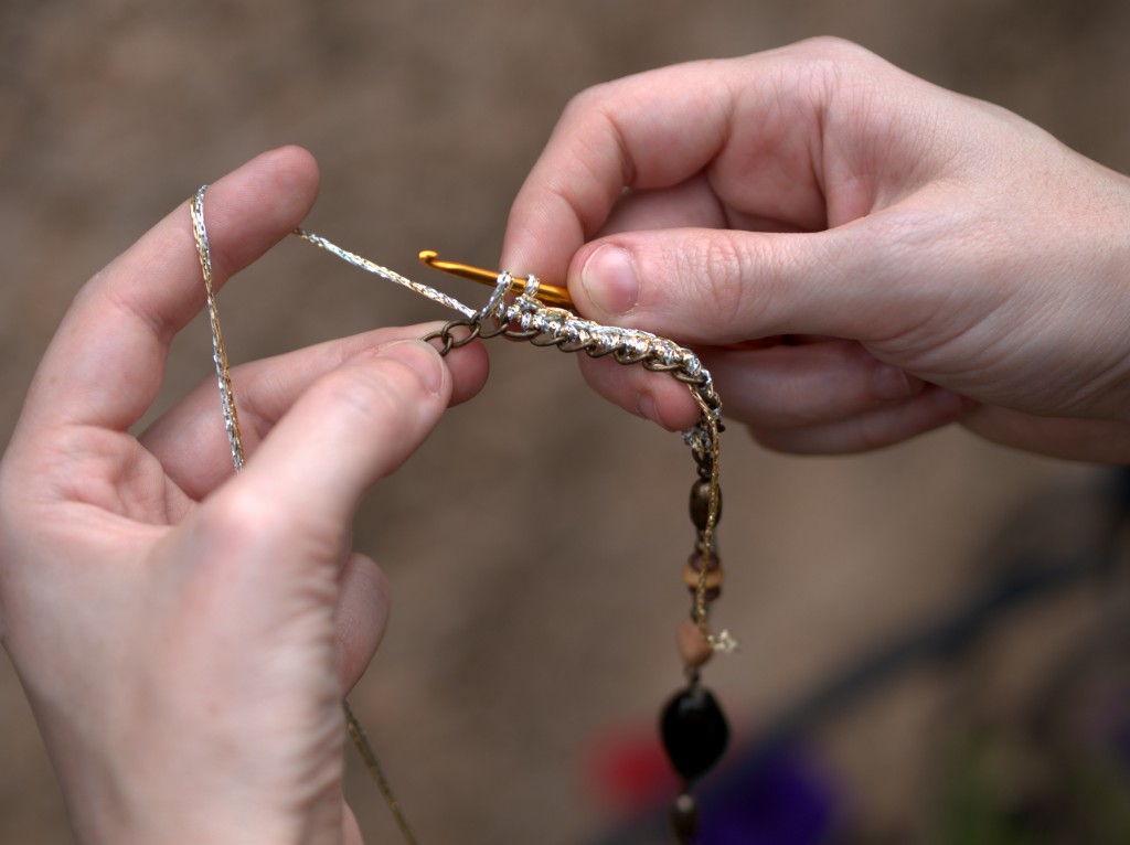 Begin working in single crochet through each chain across. 