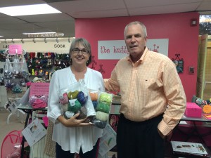 Dick Power and Knitty Gritty owner Anna Gales