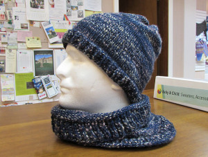 Free Ravelry download, the "Trust Me, Harry" Hat and Cowl by Over the Rainbow Yarn Designs can be made with your favorite worsted weight. They chose Coffee Beenz but Galway, Encore Tweed or Encore Worsted would be a great fit too! Photo courtesy of Over the Rainbow Yarn Designs
