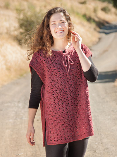 Hilltop Tunic by Che Lam crocheted with color 560 in Encore Worsted