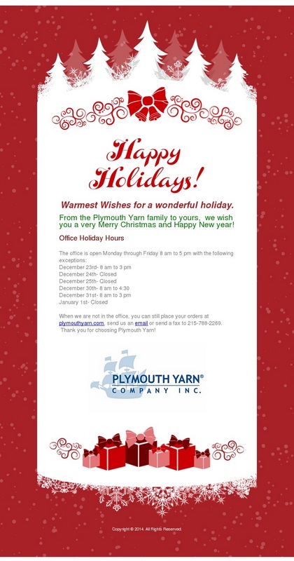 Happy Holidays From Plymouth Yarn!