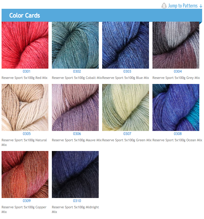 Color Cards for Plymouth Yarn Reserve Sport